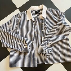 J. Crew Navy and White Striped Shirt